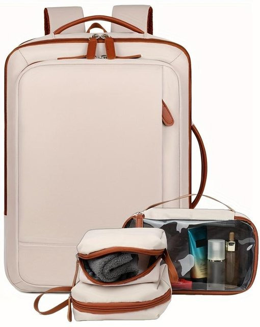 WTEMPO Erweiterbarer Laptop-Rucksack mit großer Kapazität und Trocken-Nasstrennung in Schwarz oder Beige - Bild 1