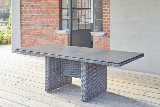 Ploß Exklusivmodell Rocking Premium Esstisch für Garten und Terrasse aus Alu, Polyrattan und Glaskeramik in grau-braun-meliert/anthrazit, B/T: 220 x 100 cm - Bild 1