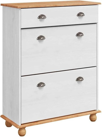 vidaXL Schuhschrank ASKIM Weiß aus Massivholz Kiefer, B/T/H: 85 x 35 x 108 cm
