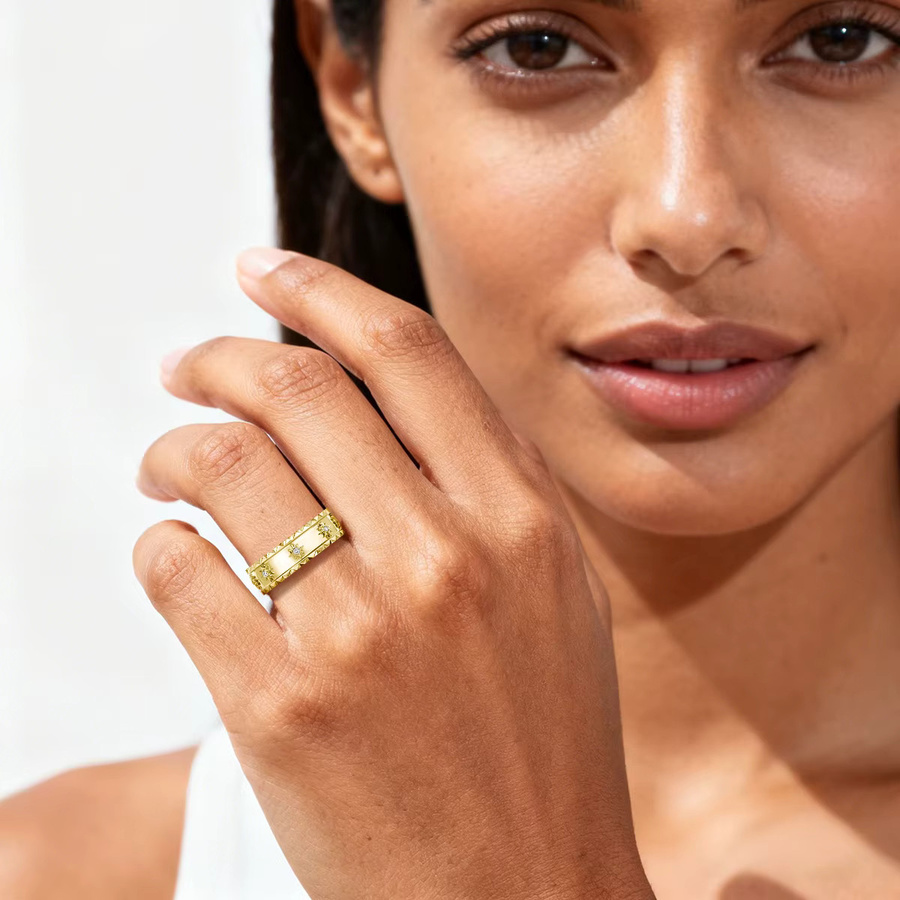 szjinao Schneeflocken-Statement-Ring, 585 Gold, Moissanit, Zirkonia, Damen - Bild 2
