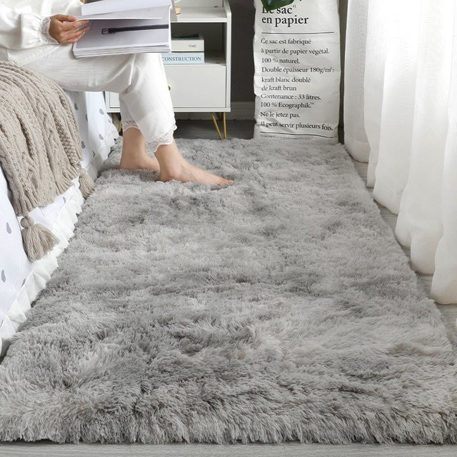 VIKAMA Samt-Teppich in Grau, weich und flauschig, rechteckige Bodenmatte für Wohnzimmer und Schlafzimmer - Bild 1