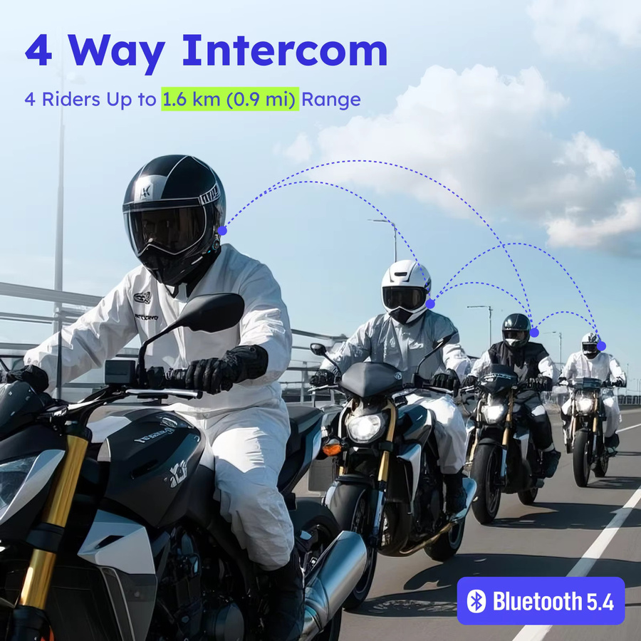 MAXRUNON D10 Motorrad Bluetooth Intercom Helm Headset mit AI Sprachsteuerung und ENC, IPX7 wasserdicht, Farbe: Schwarz - Bild 5
