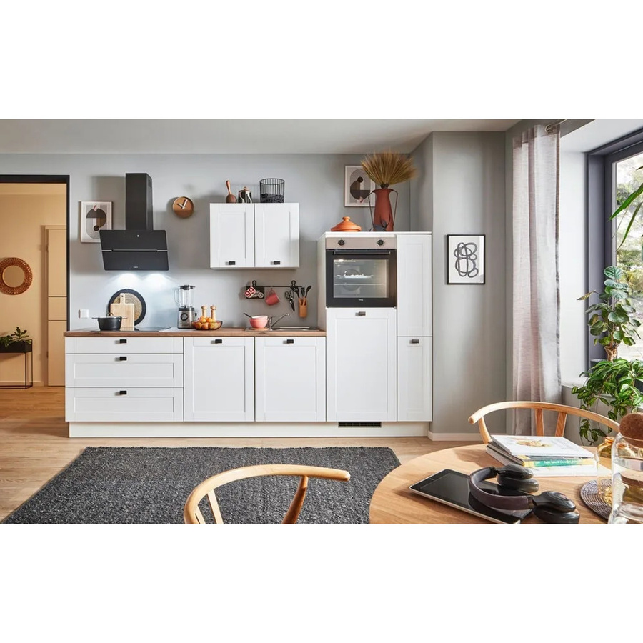 pino Küchenzeile Weiß Matt mit 1 Geräteschrank und 1 Apothekerschrank, B/T/H: 300 x 60 x 174 cm - Bild 2