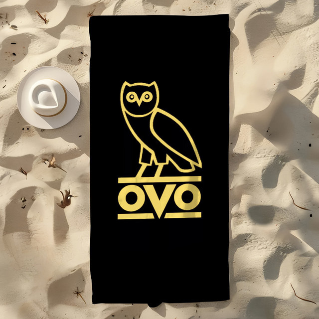 O-OVO Handtuch aus Mikrofaser mit Eulen-Grafik, schnell trocknend, Schwarz - Bild 1