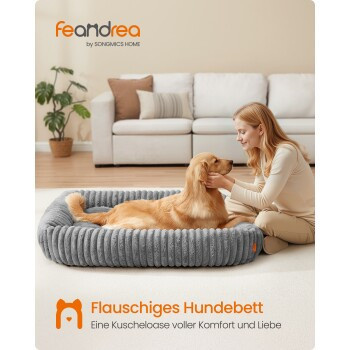 FEANDREA Orthopädisches Hundebett XXL in Hellgrau mit abnehmbarem Bezug und rutschfester Unterseite - Bild 2