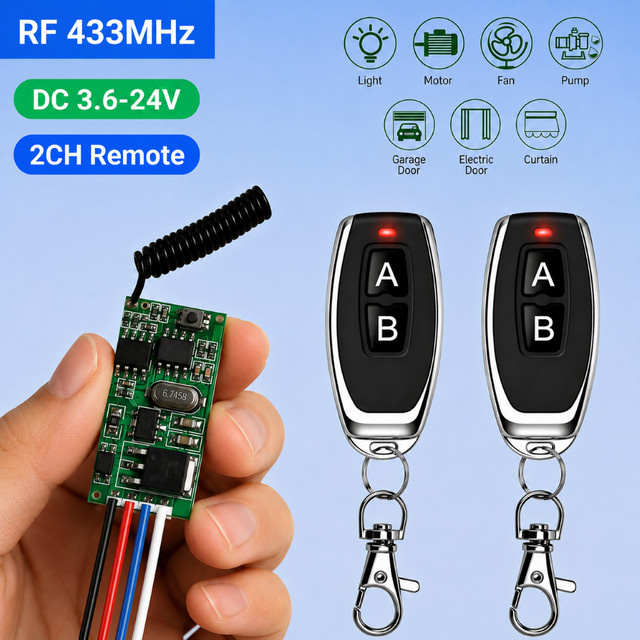 FunnyShield Universeller Mini-Relais Drahtloser RF-Fernbedienungsschalter 433MHz mit LED-Controller für DIY-Projekte - Bild 1