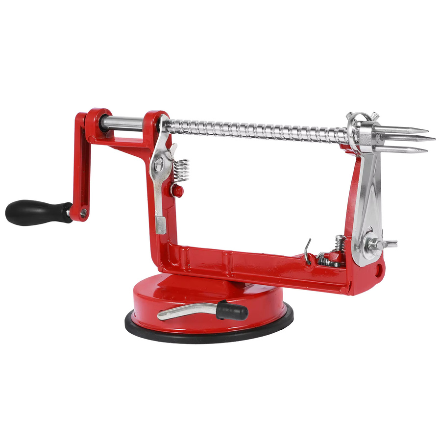 Willstar 3-in-1 Apfelschäler aus Edelstahl in Rot und Silber als manueller Obstschäler mit Schneidewerkzeug und Entkerner - Bild 6