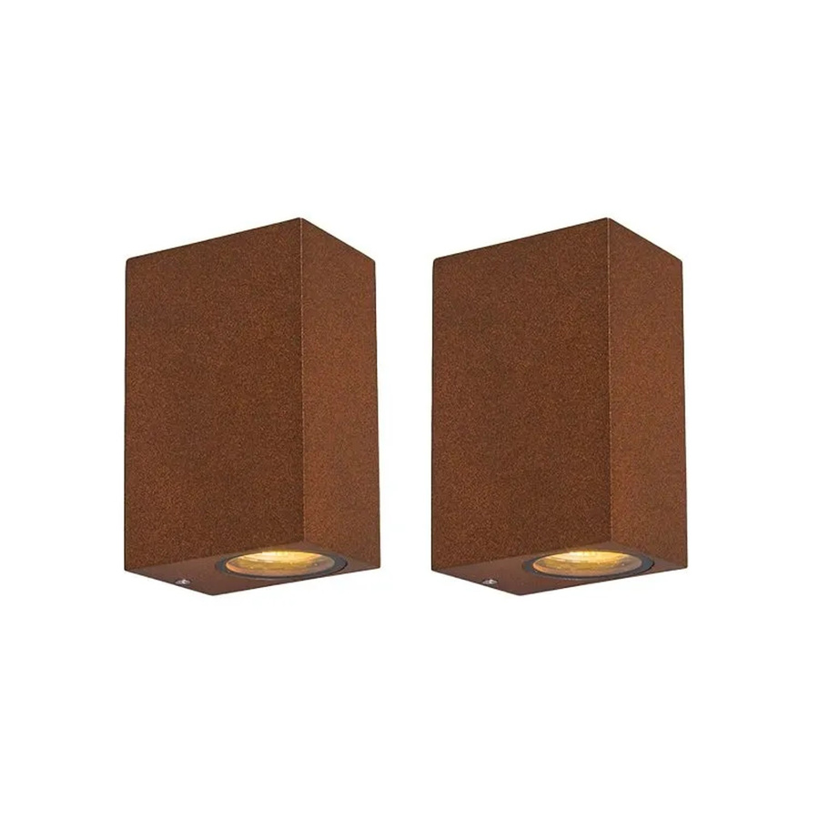 QAZQA Baleno II 2er Set Industrie Wandleuchten aus Aluminium in Rostbraun, IP44 dimmbar für Außenbereich, Garten und Badezimmer, GU10 - Bild 2