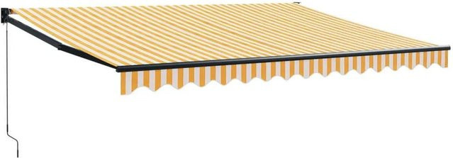 Furnicato Einziehbare Markise mit UV-Schutz aus Polyester und Aluminium, Gelb und Weiß, B: 400 cm, T: 300 cm - Bild 1