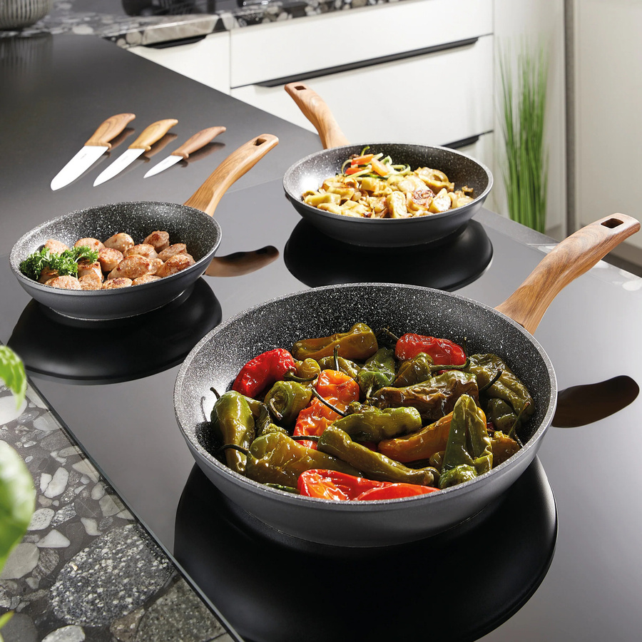 STONELINE Back to Nature Pfannen-Set 3-teilig aus Aluminium in Braun mit Non-Stick-Beschichtung - Bild 1