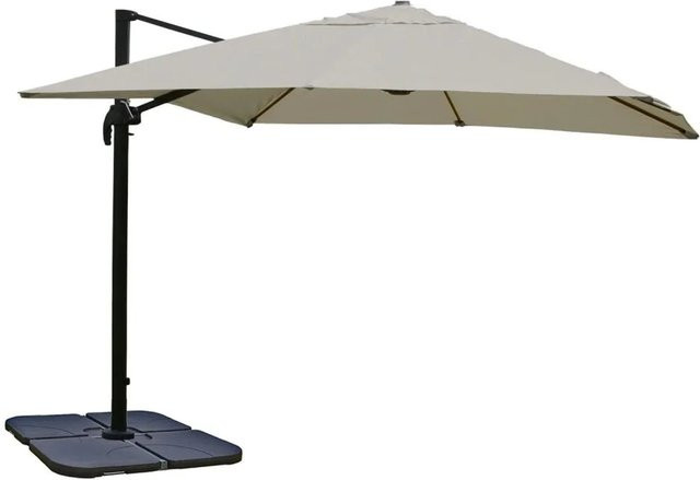 MCW Gastronomie-Ampelschirm A96 in Creme-Grau mit Ständer und Aluminiumgestell, drehbar - Bild 2