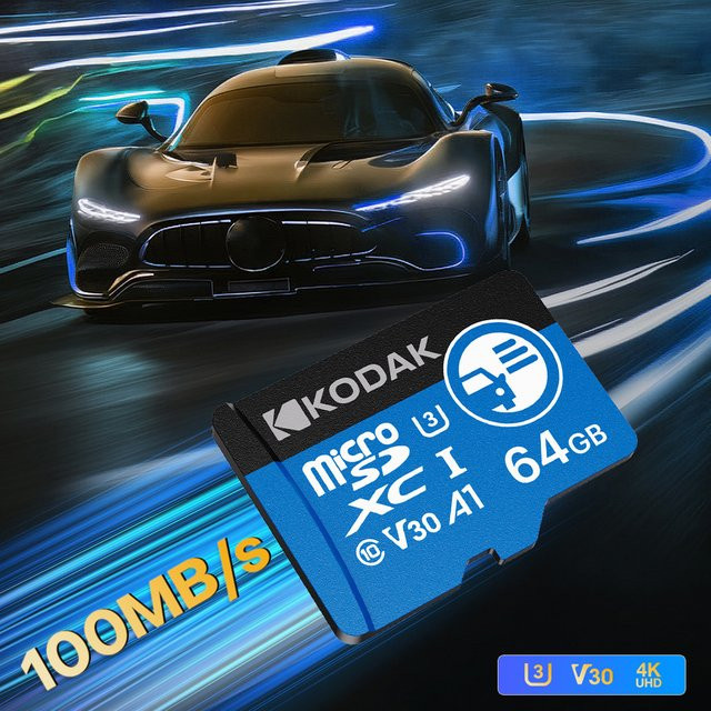 Kodak KD360 Micro SD Speicherkarte mit U3 V30 und A1 Spezifikationen für Dash Cam, Sicherheitskameras, Smartphones und Drohnen zur 4K Video Aufnahme - Bild 1
