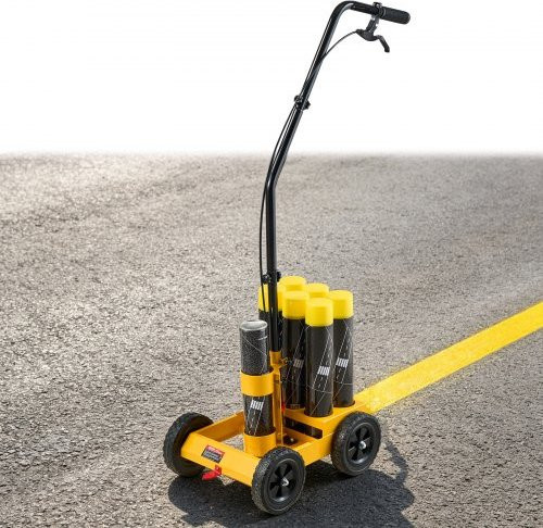 VEVOR Markierungswagen Linienmarkiergerät Gelb mit 6 Spraydosen-Kapazität und einstellbarer Linienbreite von 50-100 mm inklusive Adapterdüse - Bild 1