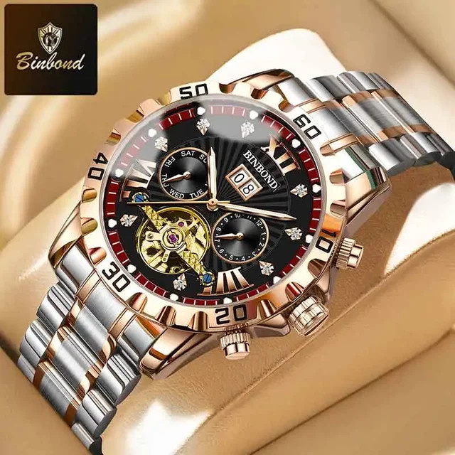 BINBOND Armbanduhr, Automatik, Edelstahl, Schwarz, Herren - Bild 1