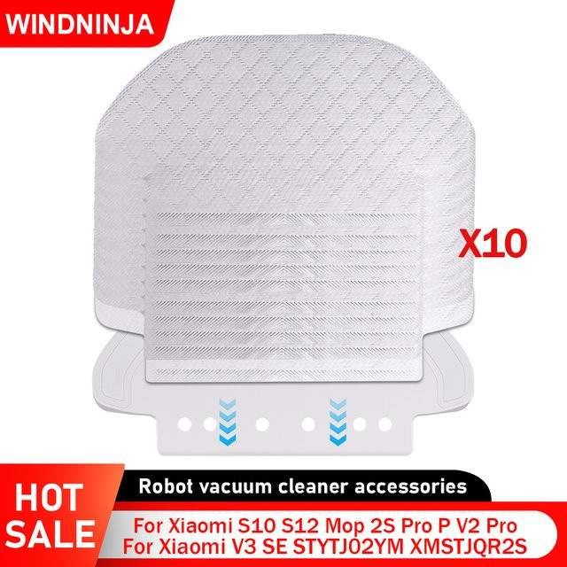 WINDNINJA Einweg Mopp Tücher in Weiß für Xiaomi S10 S12 2S Pro P V2 Pro V3 SE Roboter Staubsauger Wischpads - Bild 1