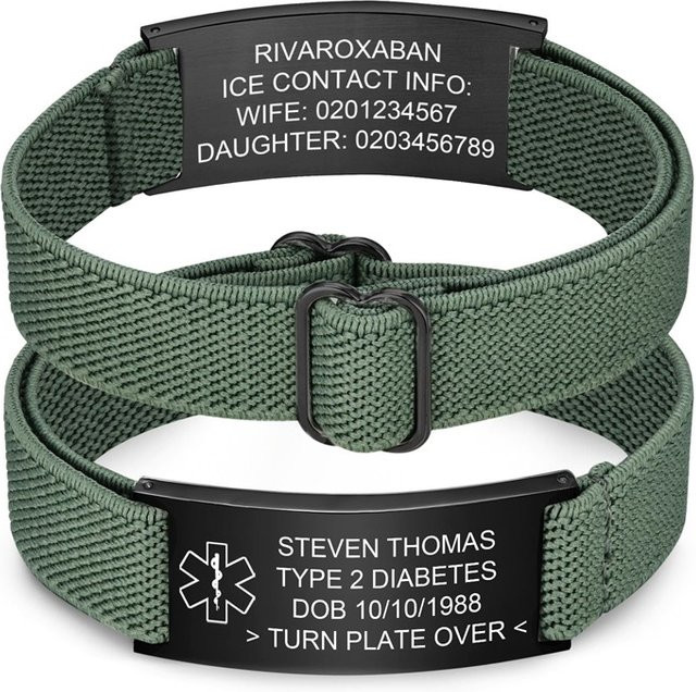 Medic Info medizinisches Alarm-Armband, Edelstahl, Schwarz, Herren - Bild 1