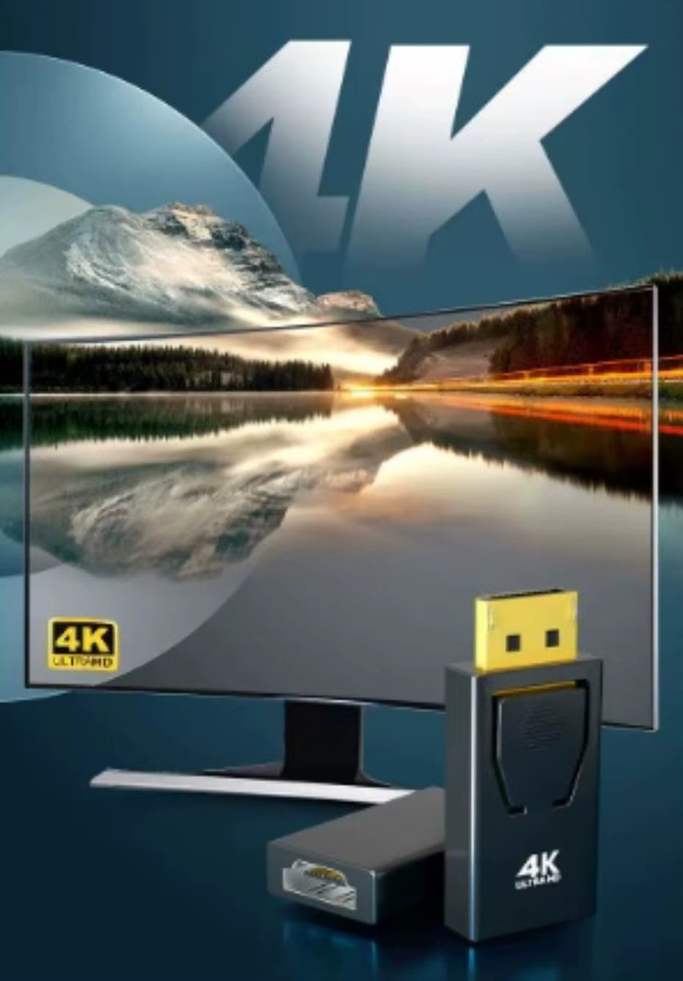 PzzPss DisplayPort-zu-HDMI-Adapter in Schwarz für 4K Ultra HD Video und Audio - Bild 3