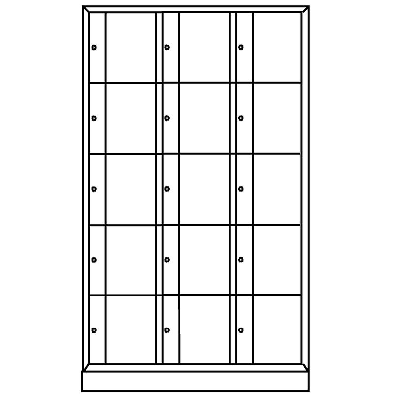 C+P Schließfachschrank Resisto mit 15 Fächern, Korpus Lichtgrau und Front Enzianblau, H x B x T: 195 x 115 x 54 cm - Bild 3