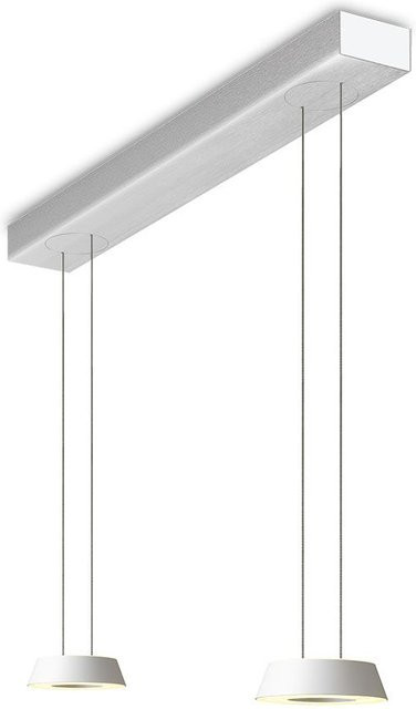 Oligo Glance 2-flammige LED-Pendelleuchte in Weiß Matt mit gebürstetem Aluminium und dimmbarer Höhenverstellung - Bild 1