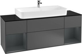 V&B Finion Waschtischunterschrank mit Wandbeleuchtung, Anthrazit lackiert, Breite: 160 cm, Tiefe: 50,1 cm, Höhe: 50,1 cm - Bild 1