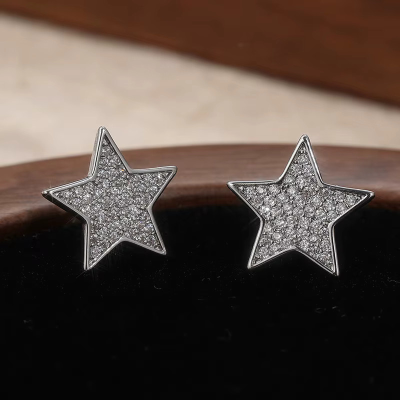 Ohrstecker Stern, Edelstahl, Silber, Zirkonia, Damen - Bild 5
