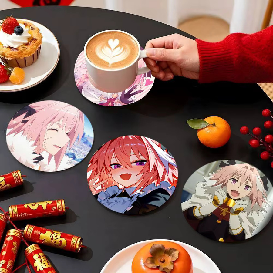 Fate Grand Order Astolfo Untersetzer aus Holz, rund, Durchmesser: 10 cm, Multicolour - Bild 3