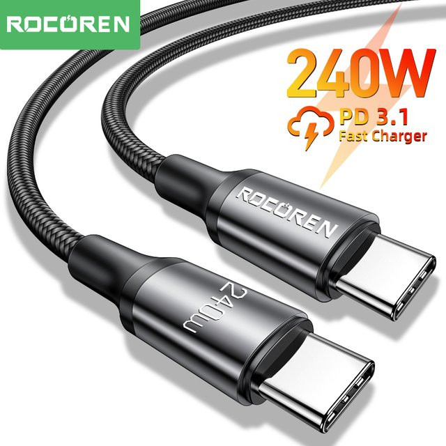 Rocoren USB Typ C zu USB C Kabel 240W PD 3.1 Schnellladekabel Schwarz - Bild 1