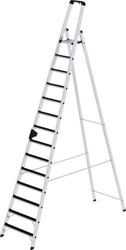 MUNK Günzburger Steigtechnik Clip-Step Aluminium Stehleiter in Silber mit 14 Stufen und einer maximalen Arbeitshöhe von 5,5 m - Bild 1