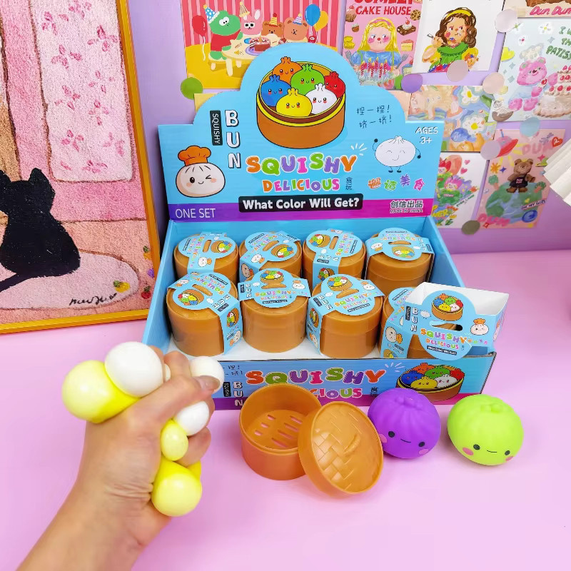 Bandai Smiley-Brötchen-Squishy, multicolor, Quetsch-Fidget-Spielzeug - Bild 2