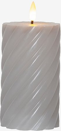 Star Trading LED Stumpenkerze Flamme Swirl in Grau und Weiß, Höhe: 15 cm - Bild 1