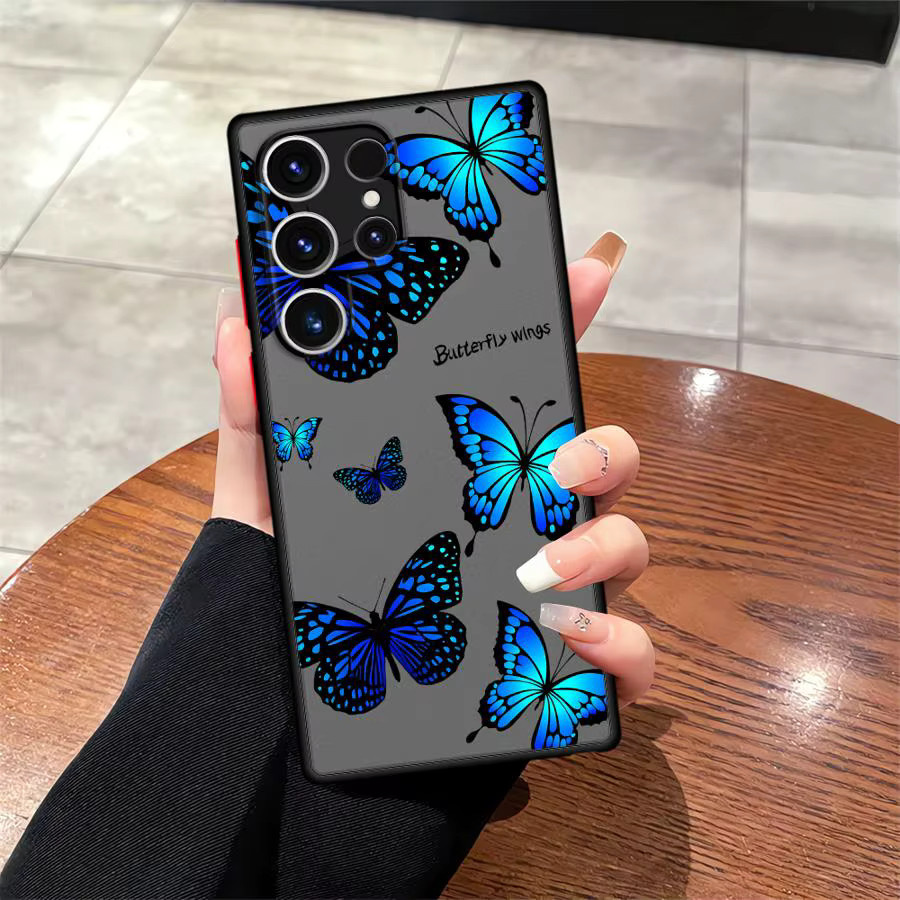 Blaue Schmetterling Handyhülle für Samsung Galaxy S20 S21 S22 S23 S24 S25 S26 Note 20 Ultra und FE Modelle in Mehrfarbig - Bild 2