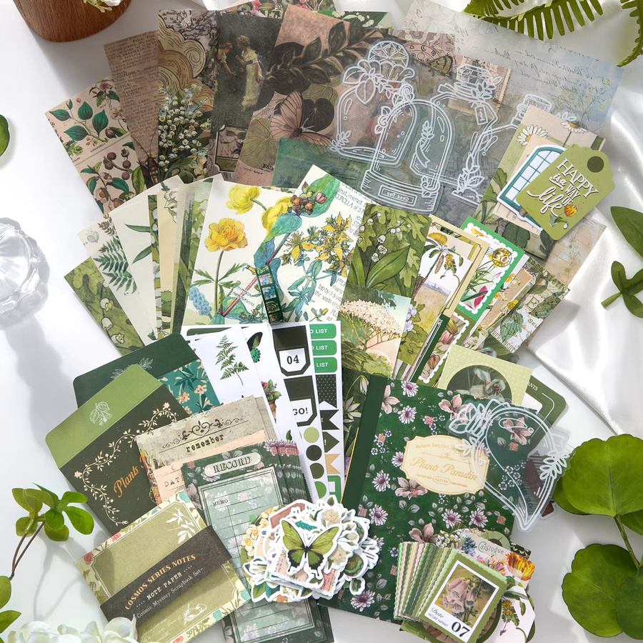 JIANQI DIY Junk Journal Collage Kit mit 180 Teilen aus PET-Aufklebern und Papier in Multicolour - Bild 5