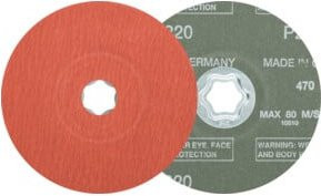 PFERD TOOLS COMBICLICK Korund Fiberscheibe A-COOL220 in Rot für Edelstahl und Metall, Durchmesser: 125 mm - Bild 1
