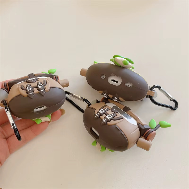 Niedliche Zelda Tears of the Kingdom Yahaha Koroks Kopfhörer Hülle für AirPods 1 2 3 und AirPods Pro 2, Farbe: Braun - Bild 3
