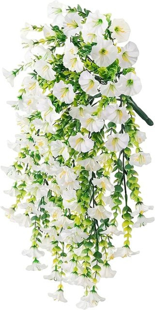 Houspace Künstliche Morgenblumen in Weiß aus Seide und Rattan zur Wandmontage - Bild 1