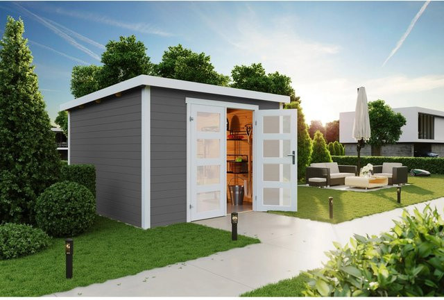 Lasita Holz-Gartenhaus Zambezi 6 mit Flachdach in Carbongrau, B/H/T: 320 x 210,9 x 274,7 cm - Bild 1