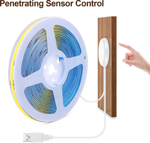 Gyarfas COB-LED-Streifen mit intelligentem Touch-Sensor und Hand-Sweep-Steuerung, dimmbar, USB 5V, White/Natural White/Warm white - Bild 1