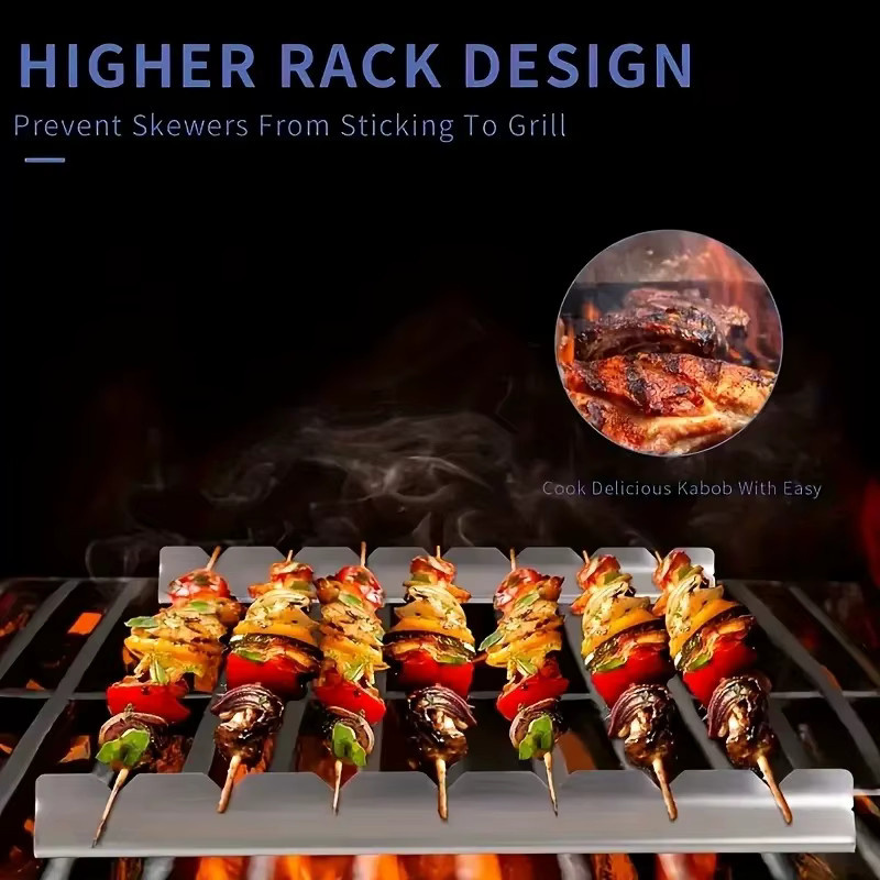 Universeller Kebab-Spießhalter aus Edelstahl in Silber, praktisches Grillwerkzeug für Küche und Outdoor, Höhe: 30 cm - Bild 4