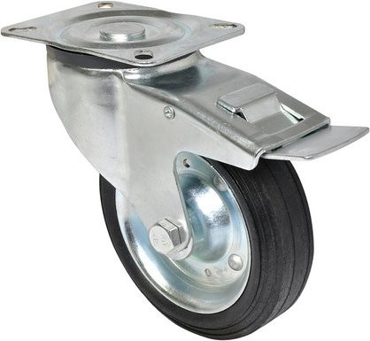 Wagner System Lenkrolle in Silber und Schwarz, B: 3,9 cm, H: 2,0 cm, max. Tragfähigkeit: 150 kg - Bild 1