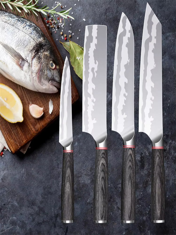 DFITO 4-teiliges Japanisches Küchenmesser-Set mit Damaszener-Muster in Schwarz - Bild 6