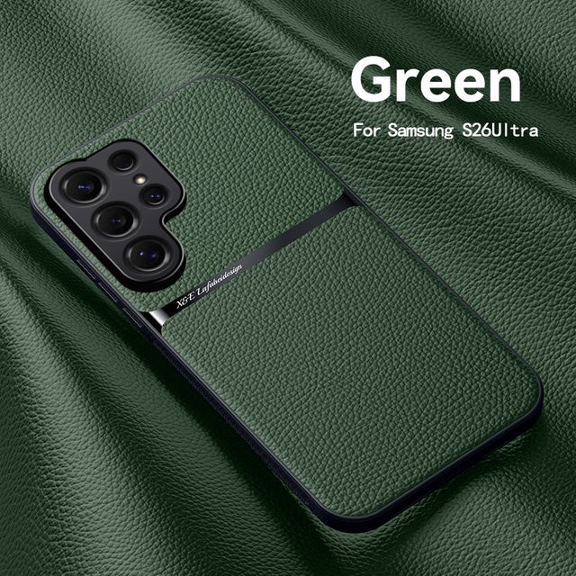 Leder-Rückenschutzhülle für Samsung Galaxy S26 Ultra, S26 Plus und S26 mit Magnetverschluss und Autohalterung in Schwarz oder Blau - Bild 1
