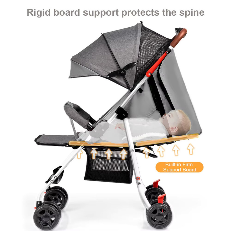 Kompakter Baby Kinderwagen Buggy in Schwarz-Grau mit verstellbarer Liegeposition und leichtem Stahlrohr-Gestell für Neugeborene bis 25 kg - Bild 3