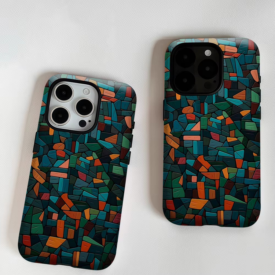 Robuste doppelschichtige Handyhülle von Potdemiel mit blaugrünem Terrakotta-Fliesen-Design für iPhone 17 16 15 14 13 Pro Max Plus, magnetisch kompatibel - Bild 6