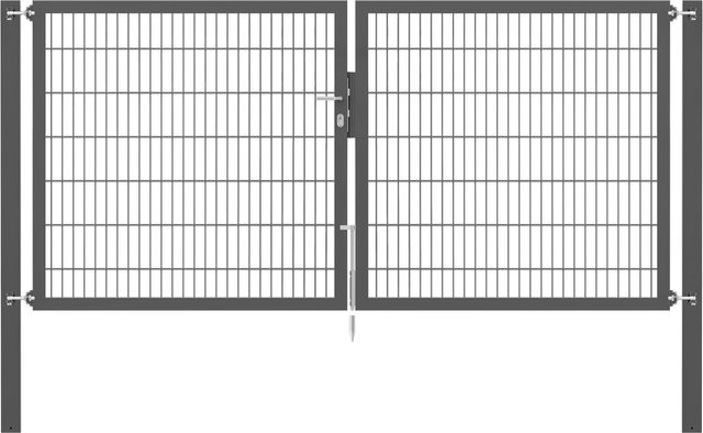 Doppeltor Flexo Plus in Anthrazit aus Stahl mit Pfosten B: 300 cm, H: 140 cm und Pfosten B: 100 cm, T: 100 cm - Bild 1