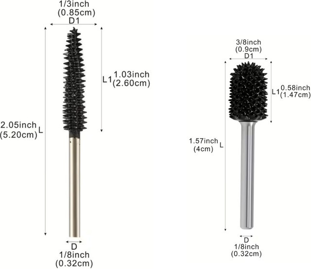 CAELUM 2-teiliges Rotationsfräser-Set in Schwarz mit 1/8-Zoll-Schaft, Körnung sehr grob, Holzbearbeitungsaufsatz für Dremel-Werkzeuge - Bild 1