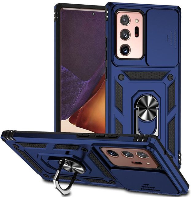 Samsung Galaxy Note 20 Ultra 5G Schutzhülle mit Slide Camera Lens Schutz und Armor Kickstand in Blau - Bild 1