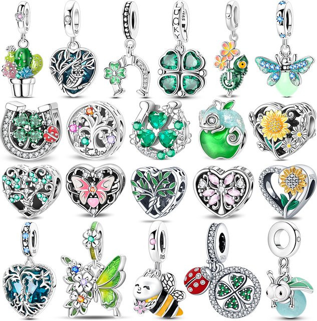 Anhänger 925 Silber, Lebensbaum, Schmetterling, Kleeblatt, Biene, Damen - Bild 1