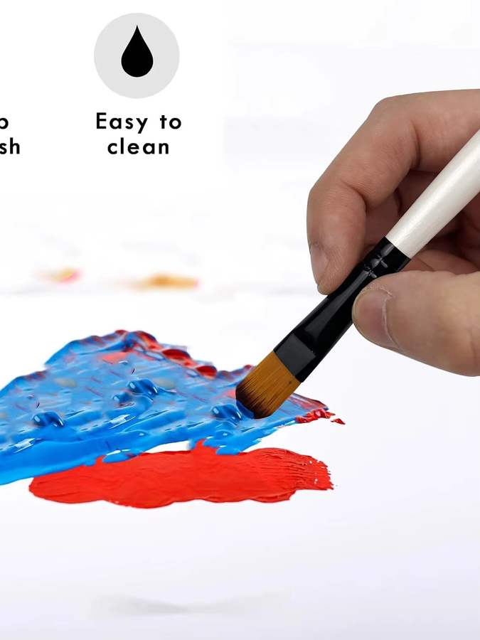 Yutiars 29-teiliges Nylon-Pinsel-Set für Profis in Multicolour, ideal für Acryl-, Öl- und Aquarellmalerei mit runden, Haselnuss-, Flach-, Fächer-, Winkel- und Detailpinseln - Bild 4