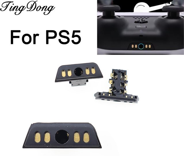 TingDong Ersatzteil-Set für PS5 DualSense 5 Controller: 3,5 mm Audio-Kopfhöreranschluss und Ladeanschluss in Schwarz - Bild 1