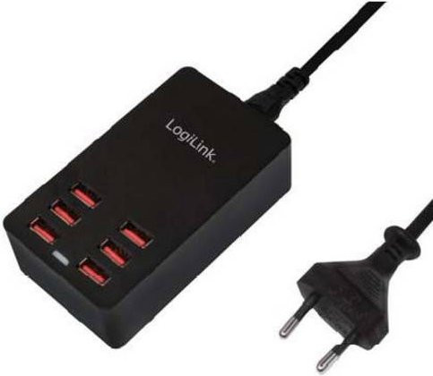 LogiLink PA0139 USB Ladegerät 32 W mit 6x USB-A in Schwarz - Bild 1